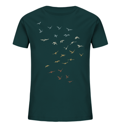Retro Vogel Schwarm - Kids Organic Shirt