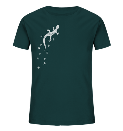 Gecko Eidechse Silhouette hell - Kids Organic Shirt