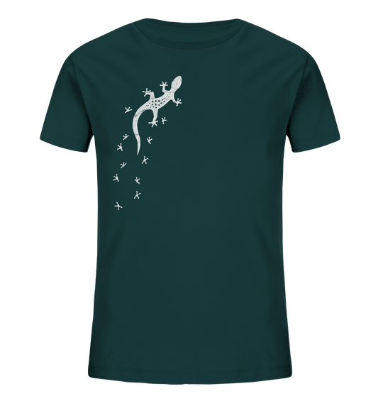 Gecko Eidechse Silhouette hell - Kids Organic Shirt