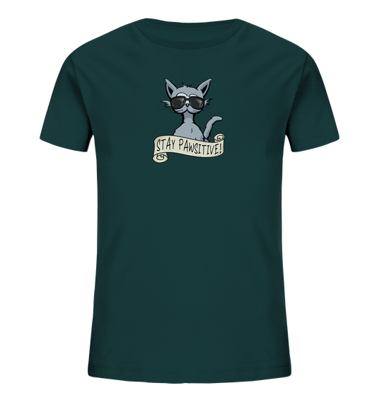 Stay Pawsitive Bleib lässig Hipster Katze - Kids Organic Shirt