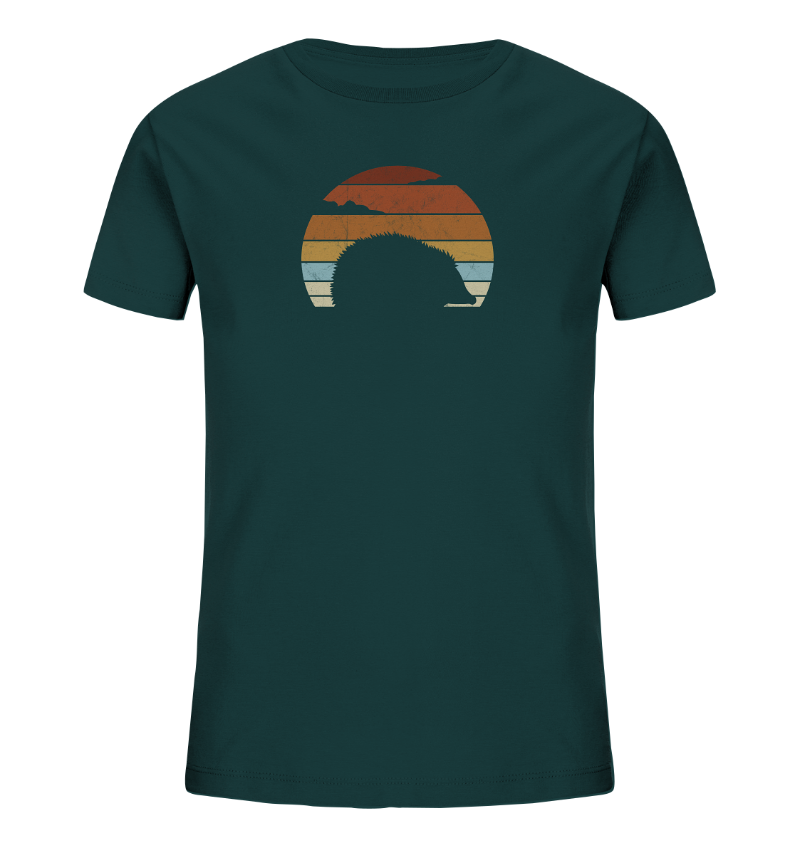 Retro Igel Silhouette im Sonnenuntergang - Kids Organic Shirt