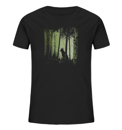 Luchs Wildkatze im Zwielicht Wald - Kids Organic Shirt