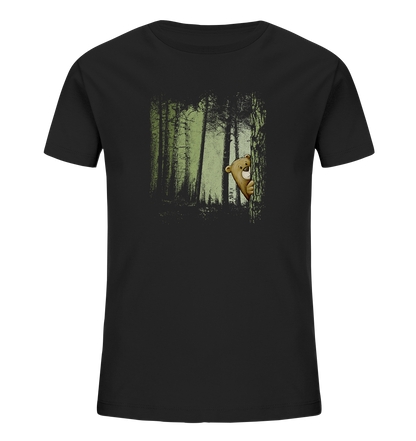 Comic Bär versteckt im Zwielicht Wald - Kids Organic Shirt