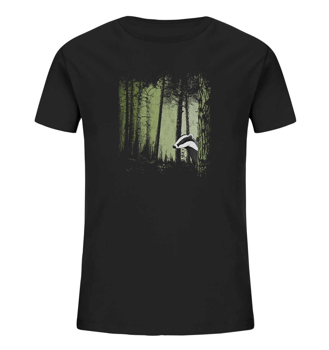 frecher Dachs im Zwielicht Wald - Kids Organic Shirt