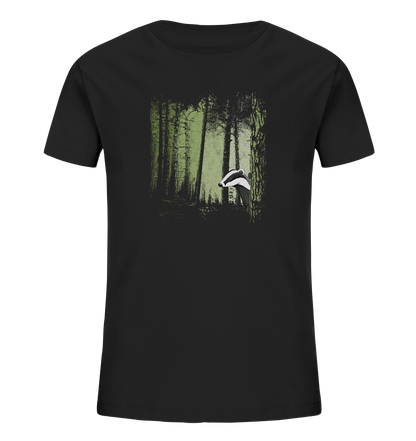 frecher Dachs im Zwielicht Wald - Kids Organic Shirt