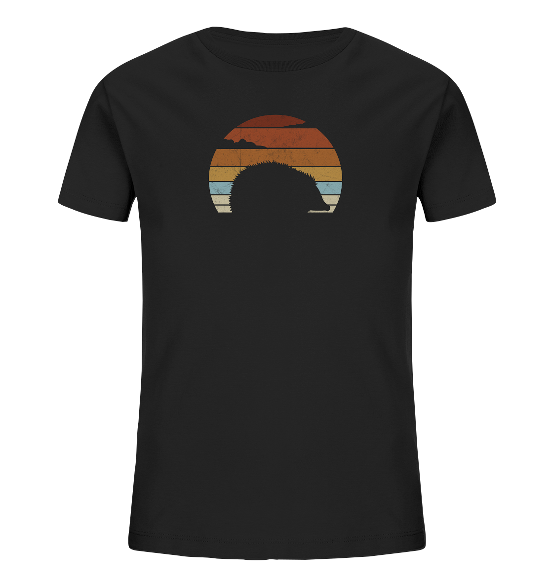 Retro Igel Silhouette im Sonnenuntergang - Kids Organic Shirt