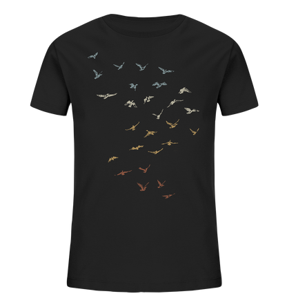 Retro Vogel Schwarm - Kids Organic Shirt