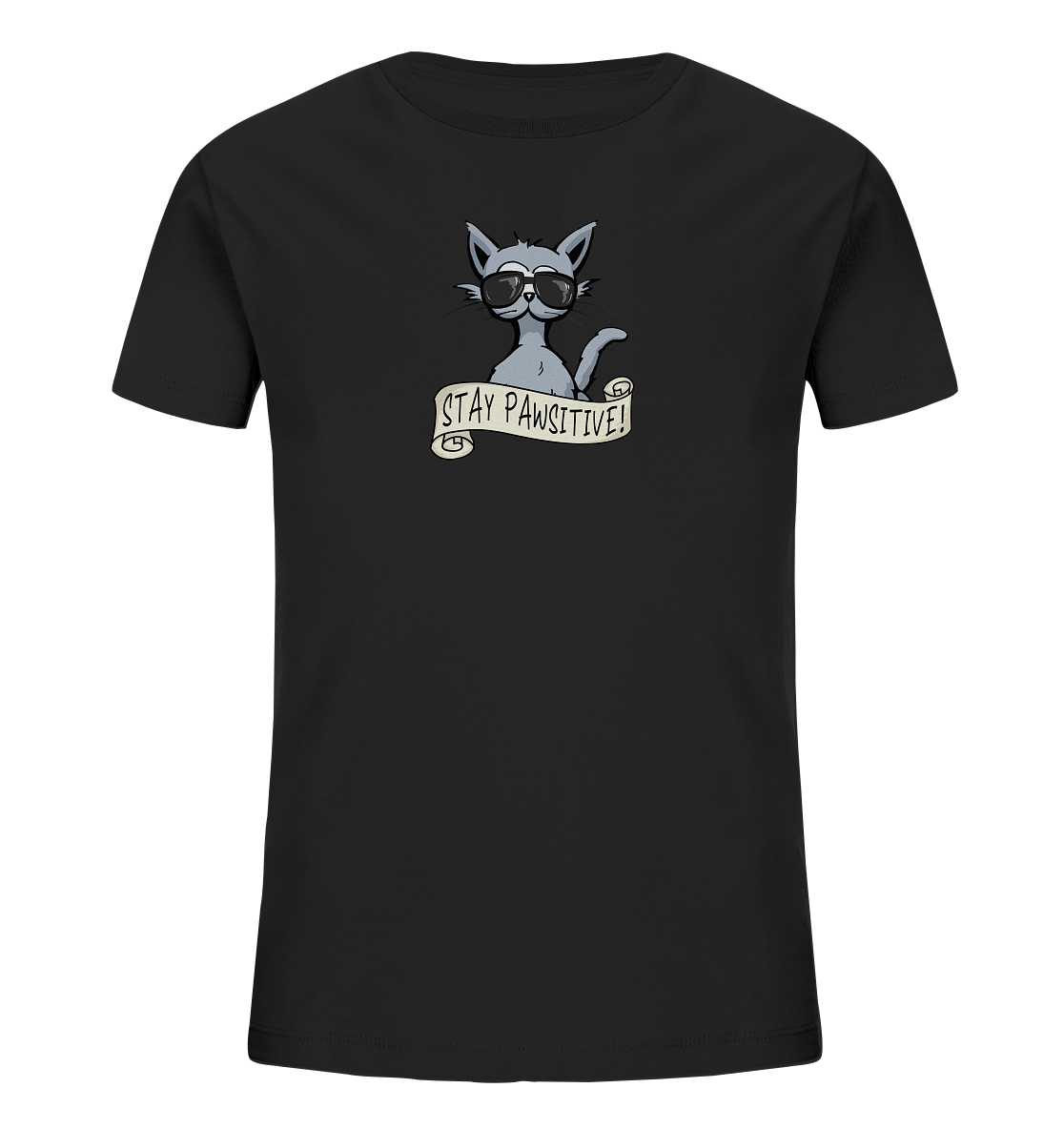 Stay Pawsitive Bleib lässig Hipster Katze - Kids Organic Shirt