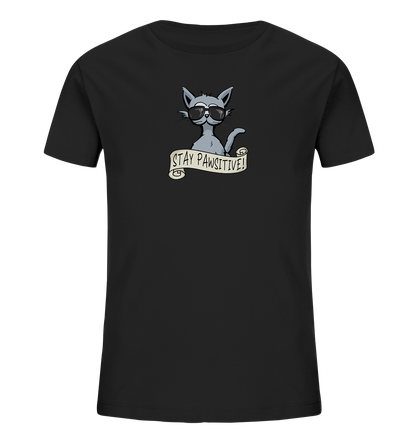 Stay Pawsitive Bleib lässig Hipster Katze - Kids Organic Shirt