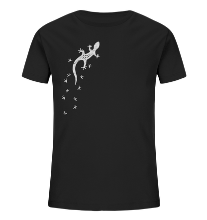 Gecko Eidechse Silhouette hell - Kids Organic Shirt