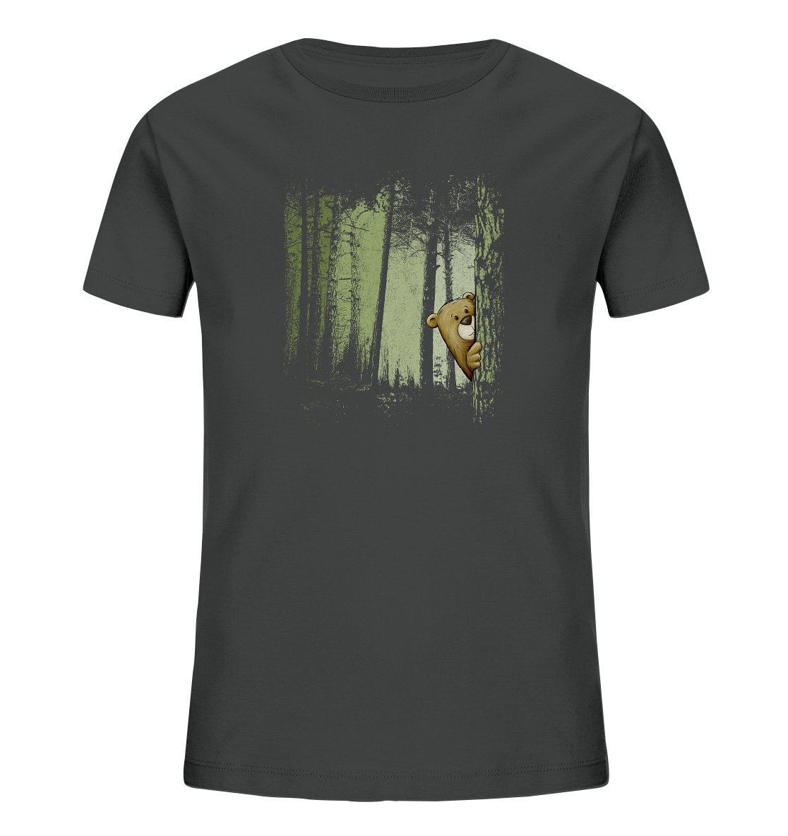 Comic Bär versteckt im Zwielicht Wald - Kids Organic Shirt