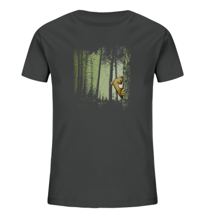 Comic Bär versteckt im Zwielicht Wald - Kids Organic Shirt