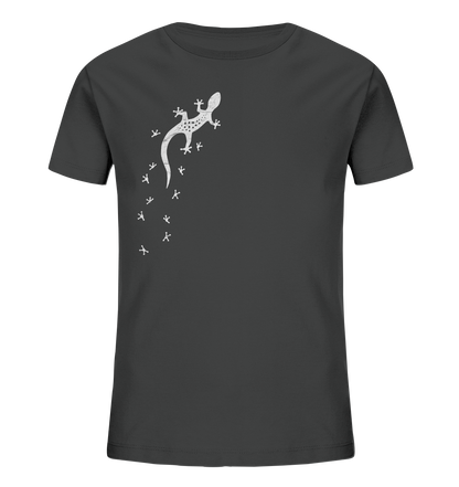 Gecko Eidechse Silhouette hell - Kids Organic Shirt