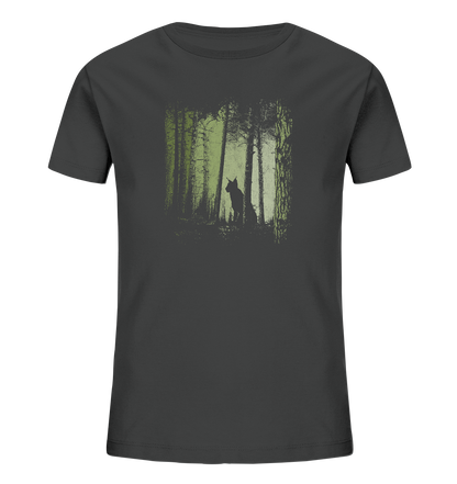 Luchs Wildkatze im Zwielicht Wald - Kids Organic Shirt
