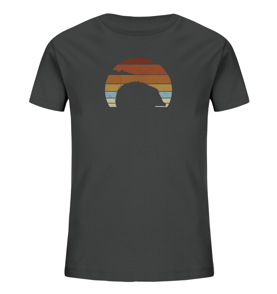 Retro Igel Silhouette im Sonnenuntergang - Kids Organic Shirt