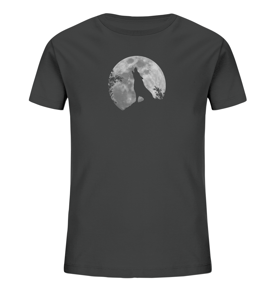 Heulender Wolf Silhouette vor Vollmond - Kids Organic Shirt