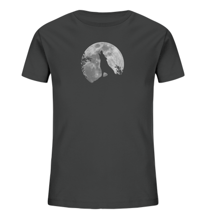 Heulender Wolf Silhouette vor Vollmond - Kids Organic Shirt