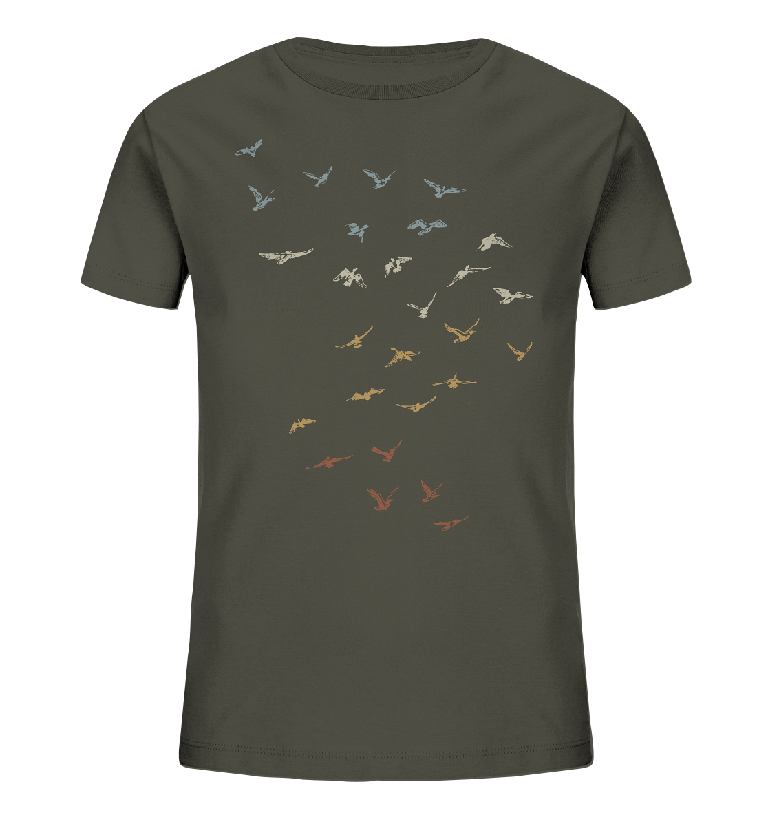 Retro Vogel Schwarm - Kids Organic Shirt