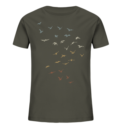 Retro Vogel Schwarm - Kids Organic Shirt