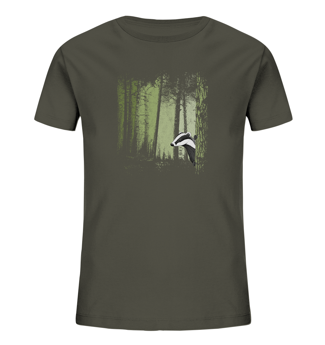 frecher Dachs im Zwielicht Wald - Kids Organic Shirt