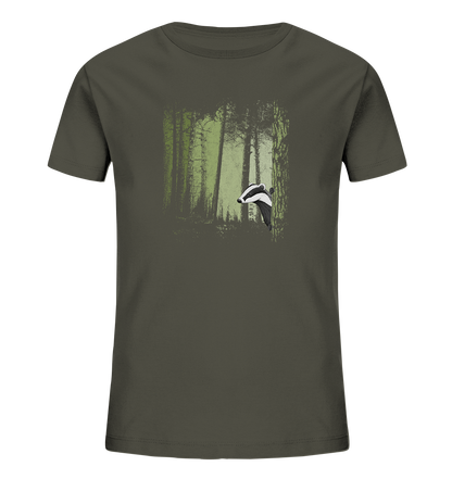frecher Dachs im Zwielicht Wald - Kids Organic Shirt