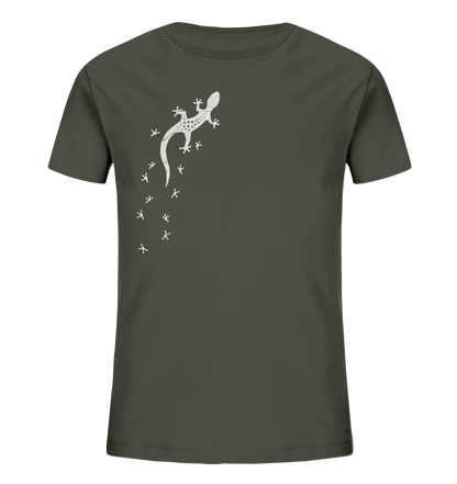 Gecko Eidechse Silhouette hell - Kids Organic Shirt