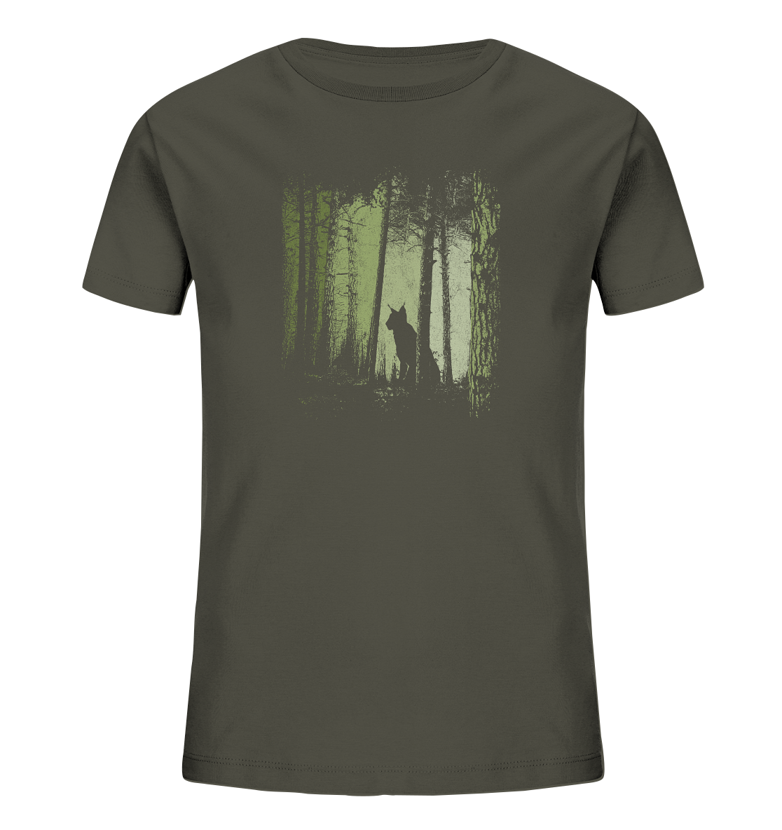 Luchs Wildkatze im Zwielicht Wald - Kids Organic Shirt