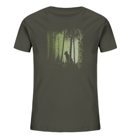 Luchs Wildkatze im Zwielicht Wald - Kids Organic Shirt