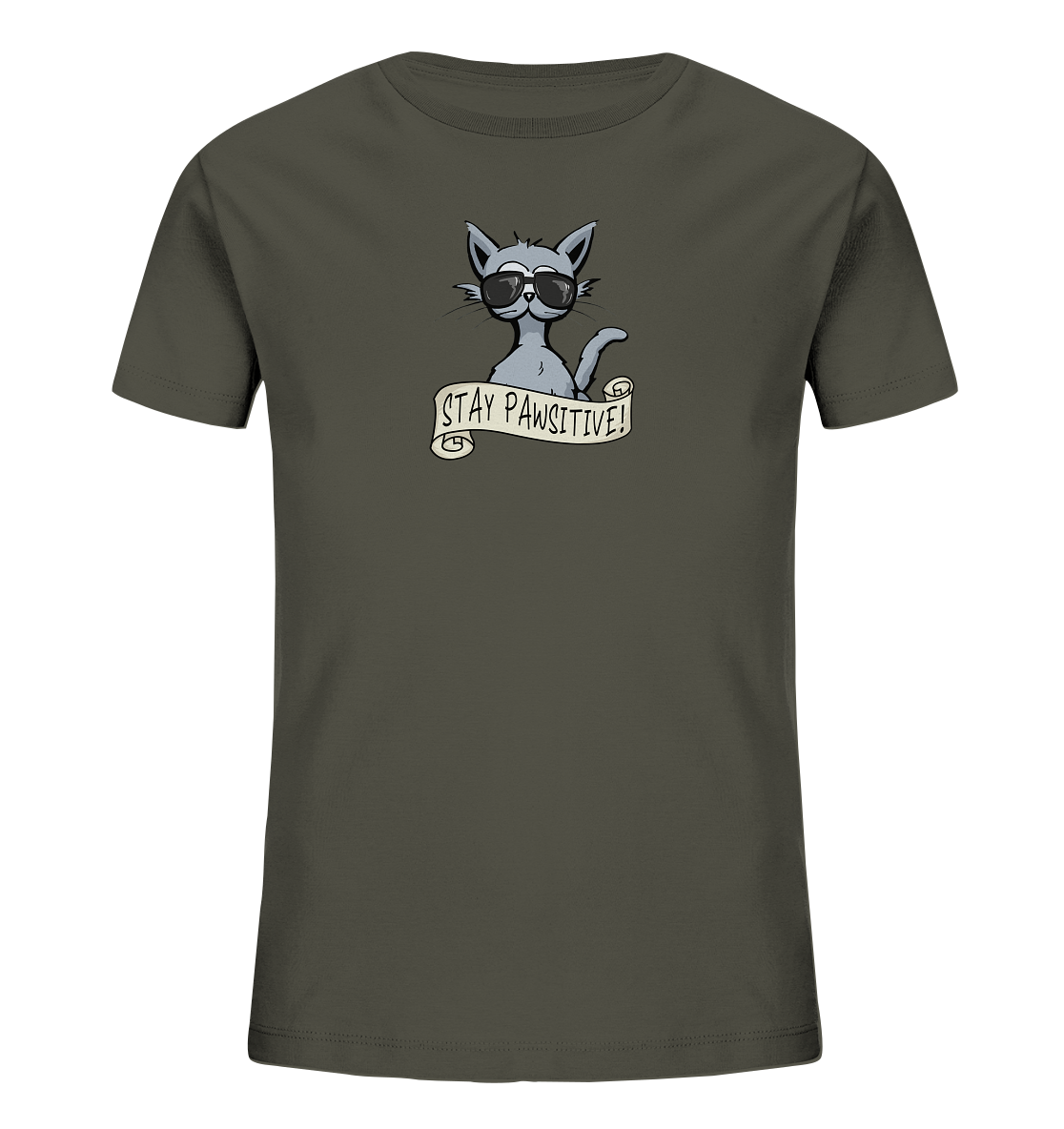 Stay Pawsitive Bleib lässig Hipster Katze - Kids Organic Shirt