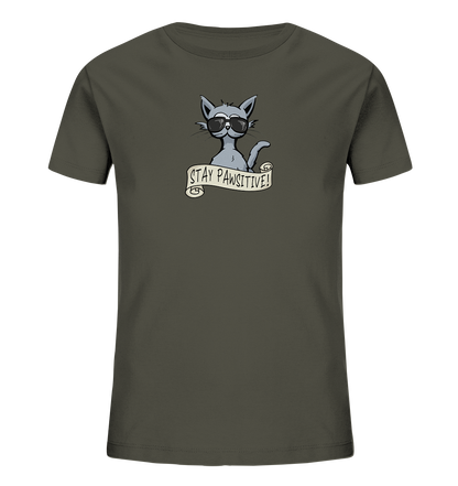 Stay Pawsitive Bleib lässig Hipster Katze - Kids Organic Shirt