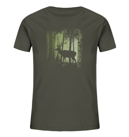 Hirsch im Zwielicht Wald - Kids Organic Shirt