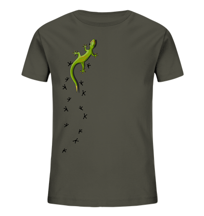Kletternder Gecko mit Spuren - Kids Organic Shirt