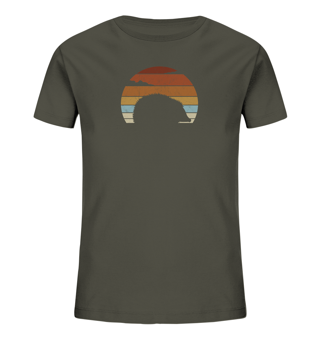 Retro Igel Silhouette im Sonnenuntergang - Kids Organic Shirt
