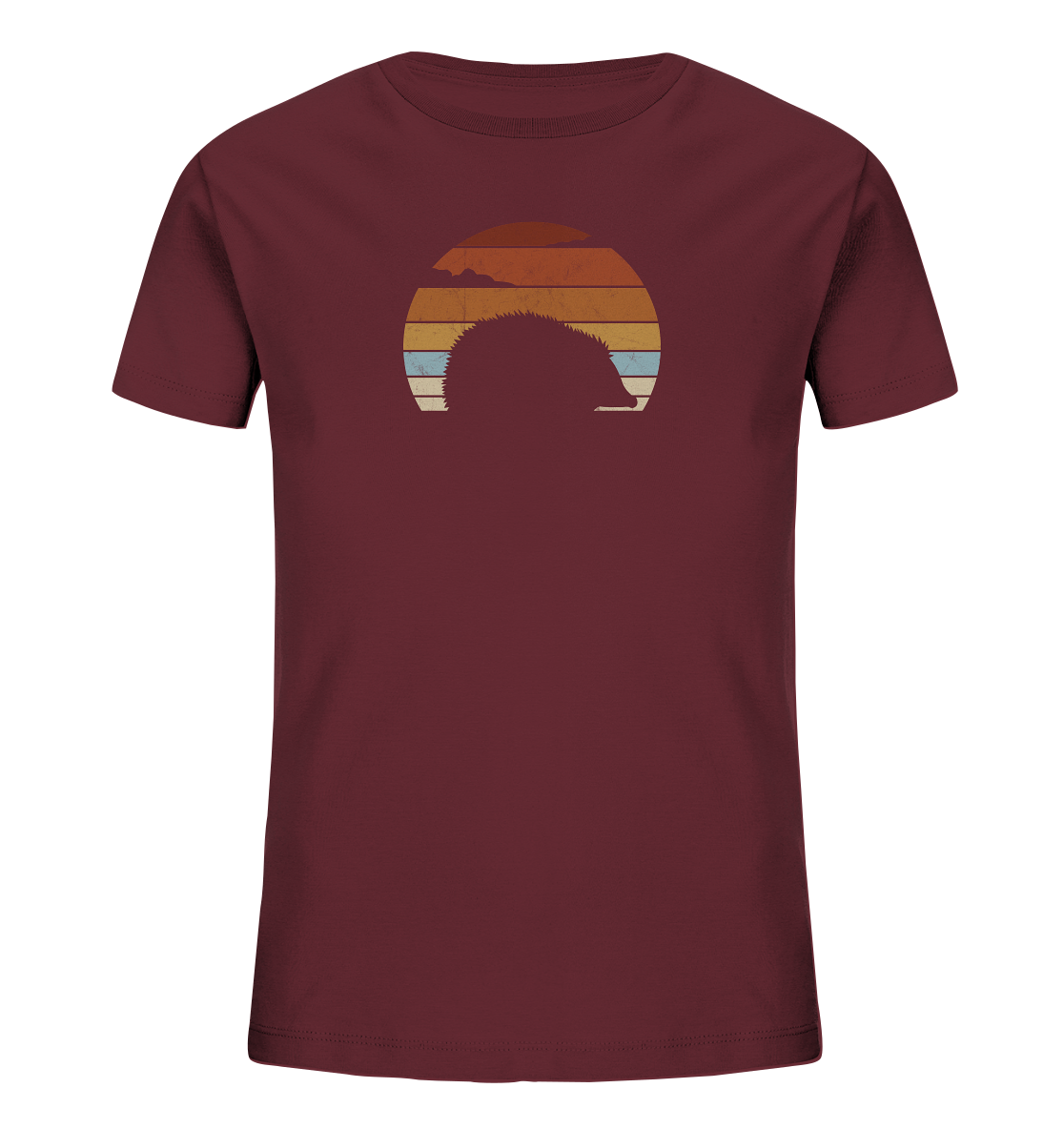 Retro Igel Silhouette im Sonnenuntergang - Kids Organic Shirt