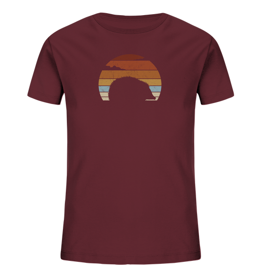 Retro Igel Silhouette im Sonnenuntergang - Kids Organic Shirt