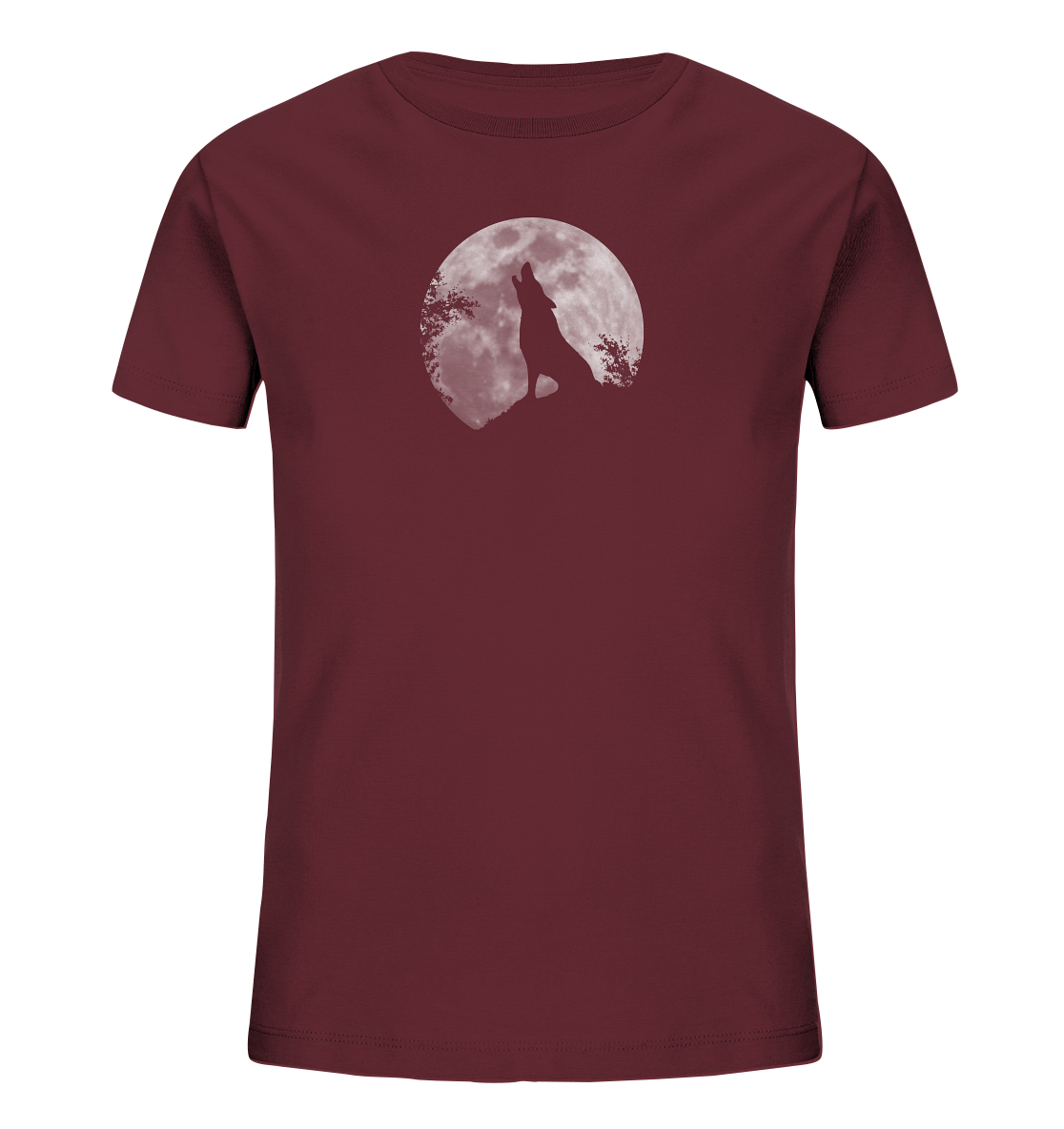 Heulender Wolf Silhouette vor Vollmond - Kids Organic Shirt