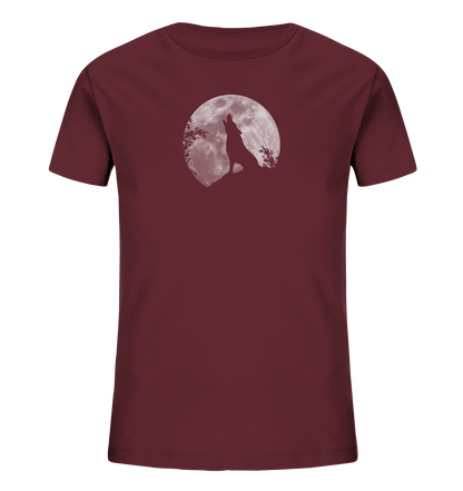Heulender Wolf Silhouette vor Vollmond - Kids Organic Shirt