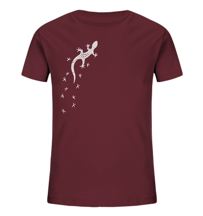 Gecko Eidechse Silhouette hell - Kids Organic Shirt