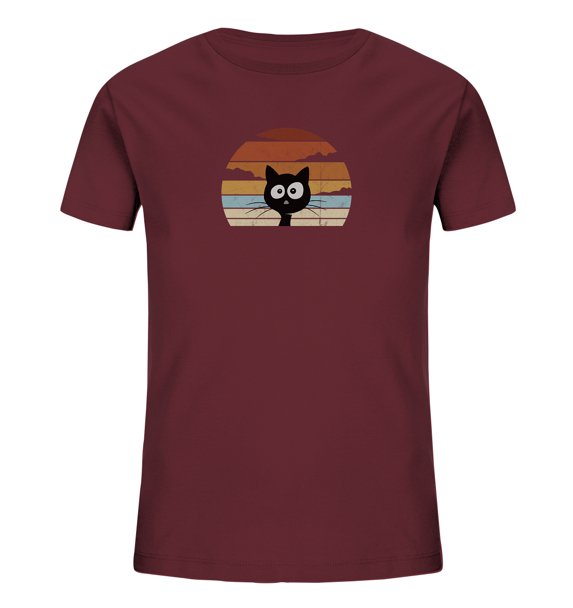 Retro schwarze Katze vor Sonnenuntergang - Kids Organic Shirt