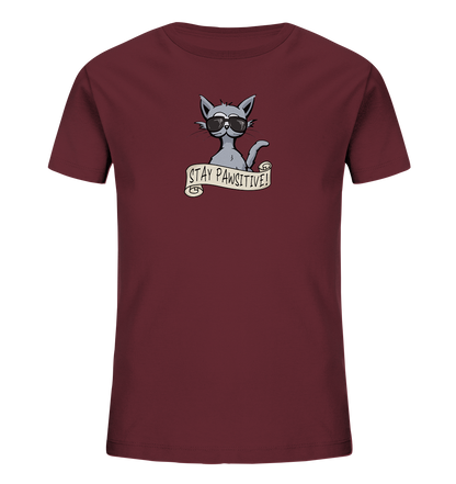 Stay Pawsitive Bleib lässig Hipster Katze - Kids Organic Shirt