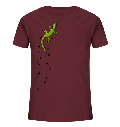 Kletternder Gecko mit Spuren - Kids Organic Shirt