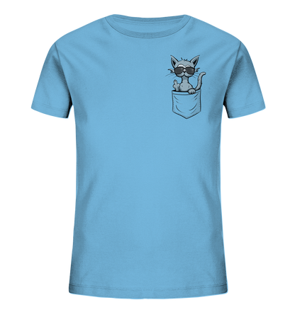 "Fuck Off" Mittelfinger Katze in der Tasche - Kids Organic Shirt
