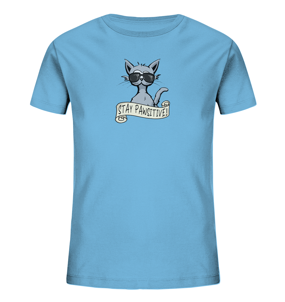 Stay Pawsitive Bleib lässig Hipster Katze - Kids Organic Shirt