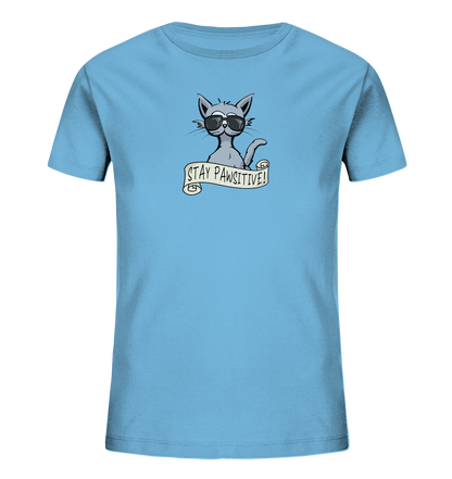 Stay Pawsitive Bleib lässig Hipster Katze - Kids Organic Shirt