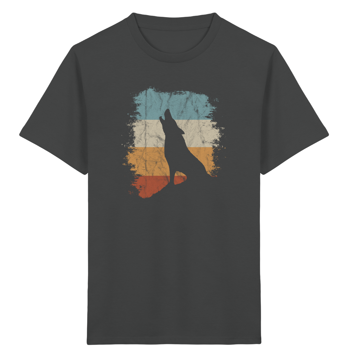 Retro Style lässig heulender Wolf  - Kids Organic Shirt