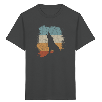 Retro Style lässig heulender Wolf  - Kids Organic Shirt