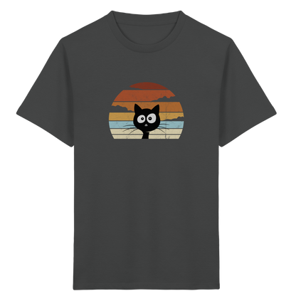 Retro schwarze Katze vor Sonnenuntergang - Kids Organic Shirt