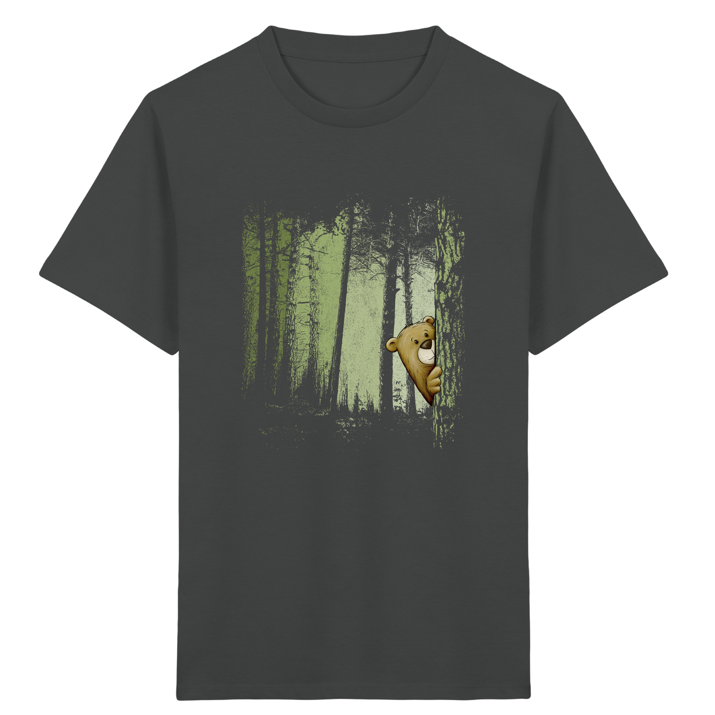 Comic Bär versteckt im Zwielicht Wald - Kids Organic Shirt