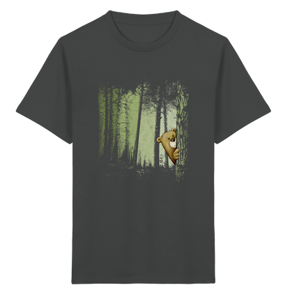 Comic Bär versteckt im Zwielicht Wald - Kids Organic Shirt