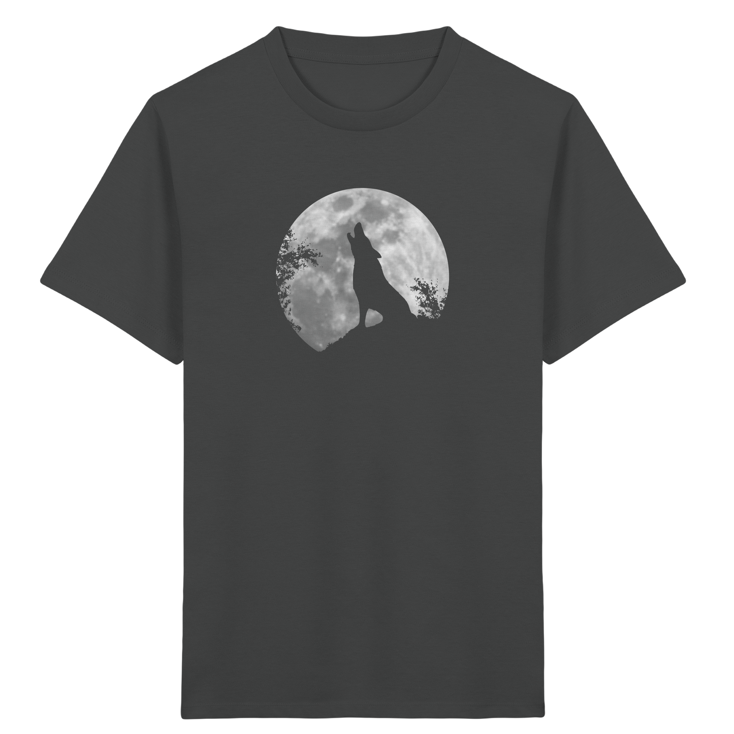 Heulender Wolf Silhouette vor Vollmond - Kids Organic Shirt